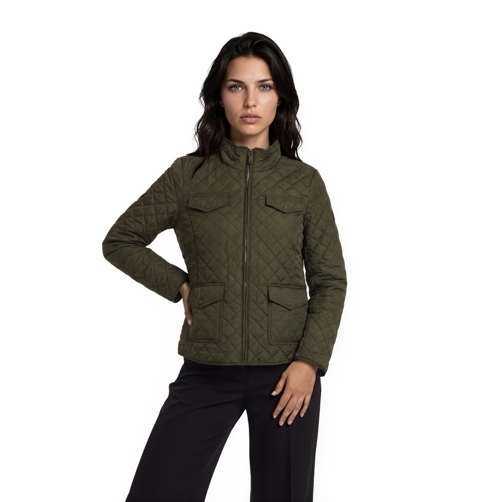 Tommy Hilfiger Jacket Women's Size XL Olive Green Diamond Quilted Barn Coat
